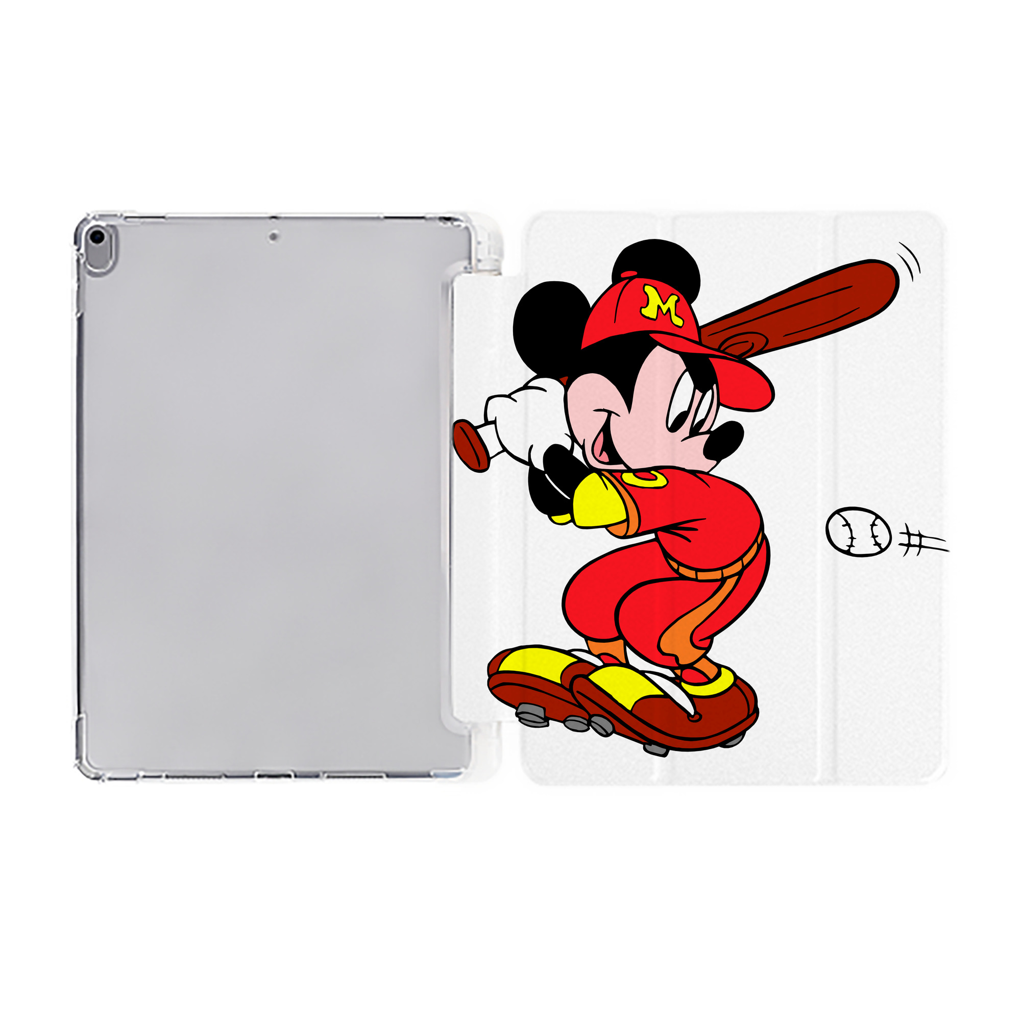 （画像用） ミッキーマウス Mickey Mouse IPad ケース ペン収納付き 三つ折りスタンド PUレザー×シリコン 対応機種9.5/10.5/10.9インチ